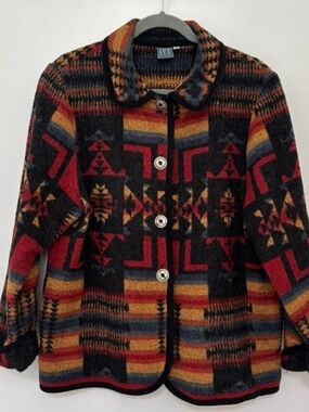 IVY Red & Black Patterned Wool Blend Jacket